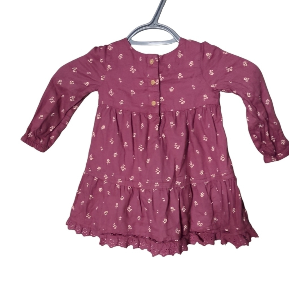 Baby B'gosh Size 24 Months Red/Wine/Burgundy‎ Tiered Floral Dress w/Bloomers